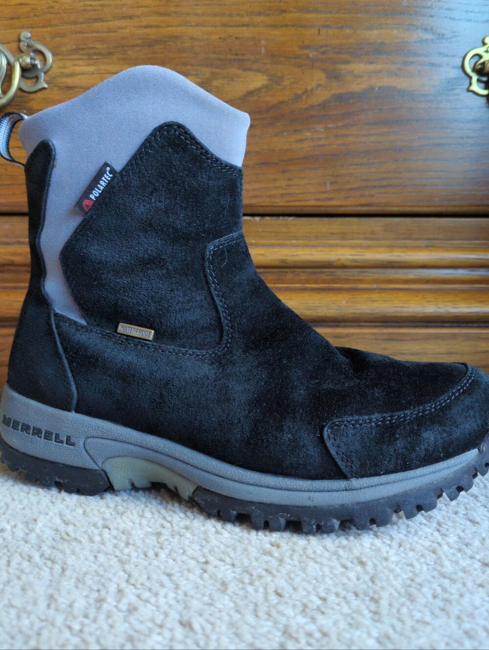 Merrell Tundra Waterproof Thinsulate Polartec Suede Black Winter Boots Snow